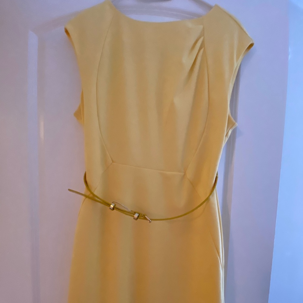 Yellow Pencil Dress with Belt